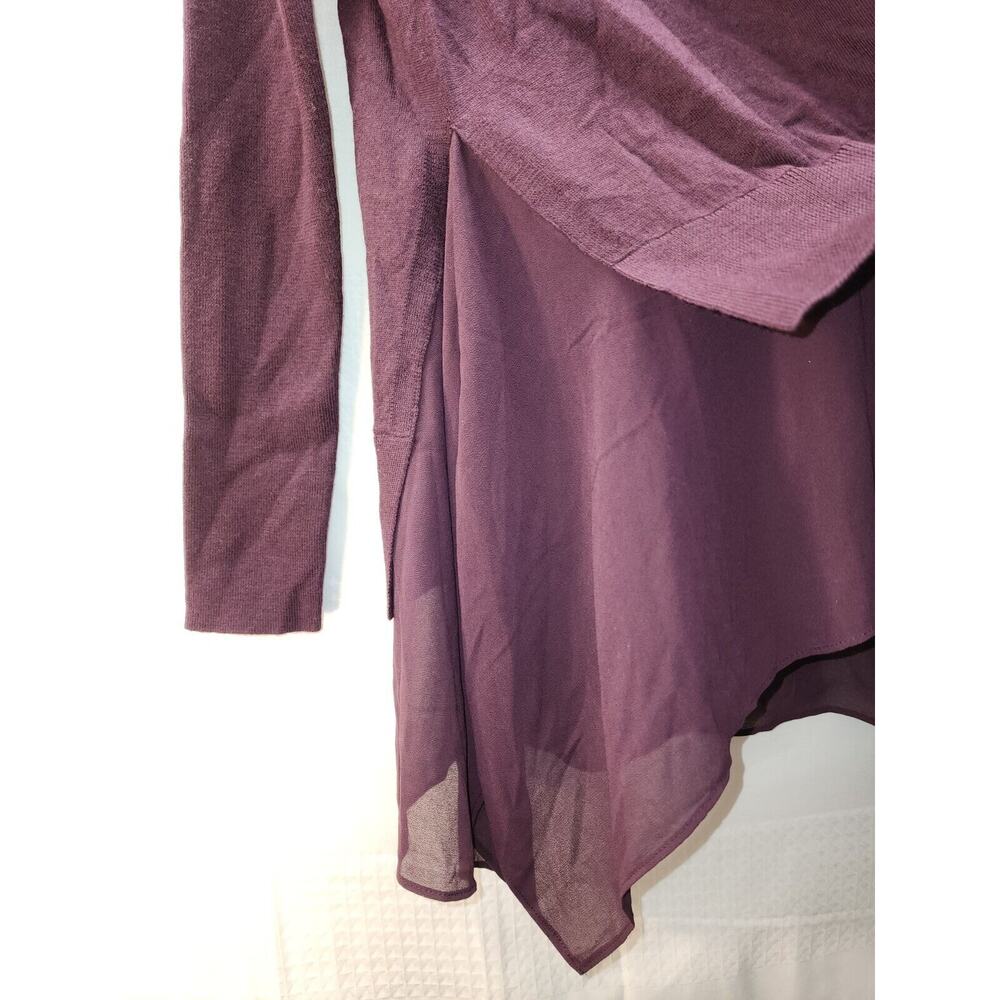 All Saints Sweater Womens Large Libby Crew Neck 100% Merino Wool Purple High Low - Picture 5 of 12